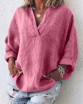 V-ringad långärmad blus