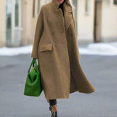 Ruth - Lång varm kappa med krage och olika mönster