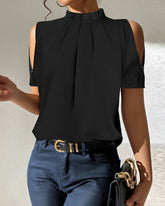 Off-shoulder plisserad solid topp