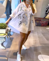 Casual skjorta med bokstavstryck