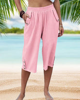 Enfärgade byxor i Bomull och linne