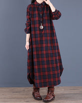 Långärmad Rutig Skjortklänning