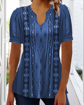 Casual kort ärm blus med tryck