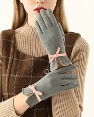Bow tie slit warm gloves