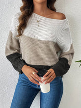 Färgblockströja med båthalsringning