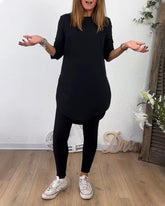 Mellanlång Topp Med Rund Hals