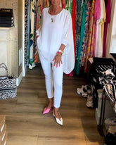 3/4-ärm enfärgad oregelbunden topp