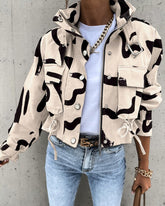 Abstrakt tryck zip-up kappa