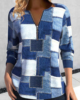 Topp med dragkedja i färgblock