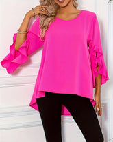 Utsvängd topp med rund halsringning