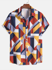 Skjorta med geometriskt tryck och badshorts