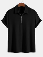 Knitted Ribbed Zip Polo