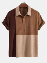 Color Block Corduroy Polo Shirt