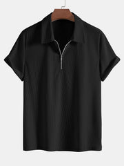 Stretch Corduroy Zip Polo Shirt