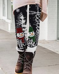 Leggings med julsnögubbetryck