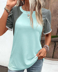 Färgblock T-shirt med rund hals