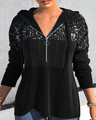 Luvtröja med Dragkedja och Paljetter