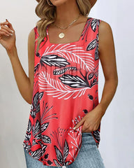 Fyrkantigt linne med lövtryck