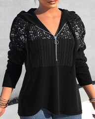 Luvtröja med Dragkedja och Paljetter