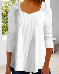 Topp med paljett med fyrkantig hals