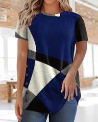 Kontrast T-shirt med geometriskt tryck