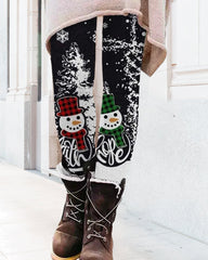 Leggings med julsnögubbetryck