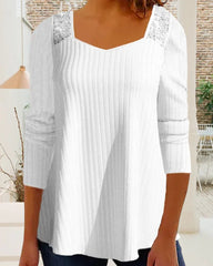 Topp med paljett med fyrkantig hals