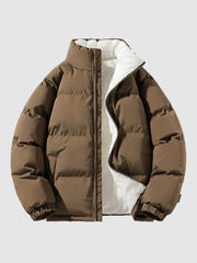 Herr Fleece-fodrad Puffer Vadderad Jacka