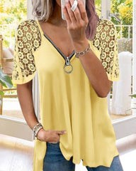 Enfärgad spets med kortärmad topp