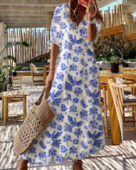 Lång klänning med V-ringning