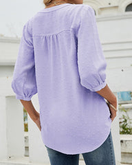 Enfärgad lös topp med ståkrage