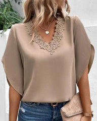 V-ringad Elegant topp med spets