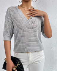 Casual V-Neck Cut Out Top