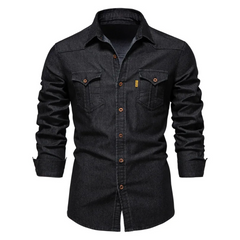 Åtsittande denim långärmad tröja för män