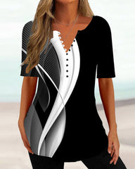 V-ringad T-shirt i färgblock