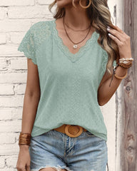 Spets T-shirt med korta ärmar