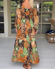 V-ringad långärmad klänning