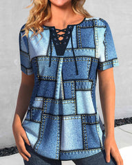 Kortärmad t-shirt med färgblock