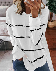 Luvtröja med Randigt Tryck