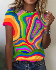 Casual t-shirt i färgglatt tryck