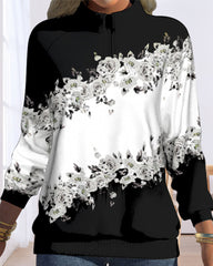 Blommönstertryckt topp med hög hals