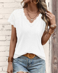 Spets T-shirt med korta ärmar