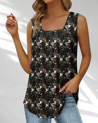 Fyrkantigt linne i fjäder- och blommönster