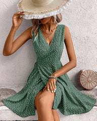 Tankklänning med slits framtill och tryck