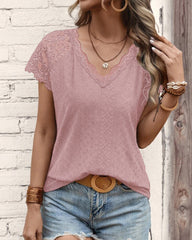 Spets T-shirt med korta ärmar