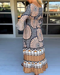 Tryckt utslagsärm Maxiklänning