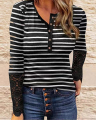 Panelad långärmad topp