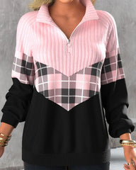 Ljusrosa tröja med stativkrage och dragkedja