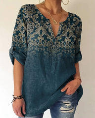 Utsåld Tryck topp med halv ärm