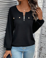 Långärmad topp med dragkedja